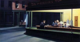 People sitting bar city nighttime - edward hopper free wallpaper