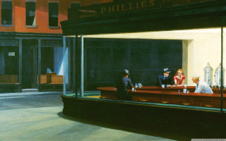 Hopper bar women animal ears - edward hopper free wallpaper