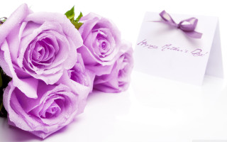 Purple roses bouquet card bow - a note free wallpaper