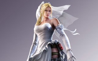 Woman white dress gloves gun - a white veil free wallpaper