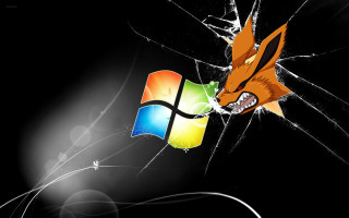 Cracked window fox black background - cracked free wallpaper