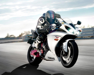 Motorcycle rider track sky clouds - the bike free wallpaper