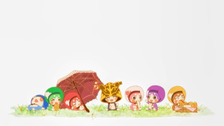 Cartoon characters grass umbrella animal - an umbrella free wallpaper