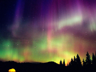 Bright green purple aurora borealis - aurora free wallpaper