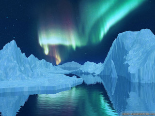 Aurora northern lights icebergs arctic - volumetric free wallpaper