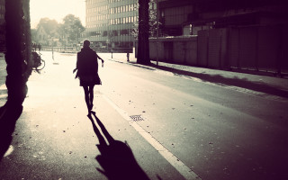 Woman walking street day suitcase - a suitcase free wallpaper