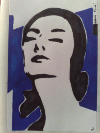 Woman face blue background white - woman free wallpaper for mobile