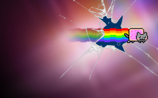 Broken glass rainbow pixel black - a black cat free wallpaper