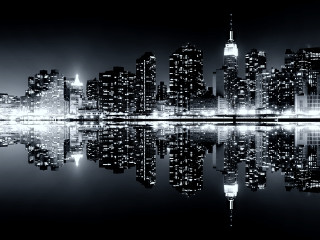 City skyline reflection water night 8 - harlem renaissance free wallpaper