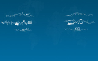 Blue background world map laptop - isometric view free wallpaper