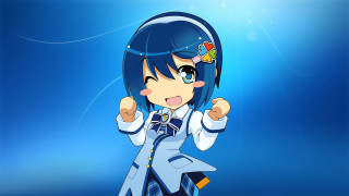 Anime girl blue hair pointing - kyoani free wallpaper