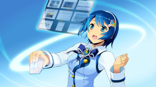 Woman uniform paper cellphone blue - computer art free wallpaper for desktop