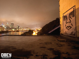 City skyline night rooftop graffiti - david boyd free wallpaper