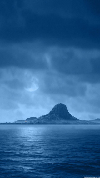 Large body water island cloudy - matte painting free wallpaper for mobile