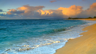 Beach waves sandy shore clouds - a sandy shore free wallpaper