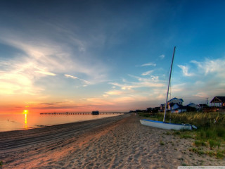 Boat beach sunset pier house - sunrise free wallpaper