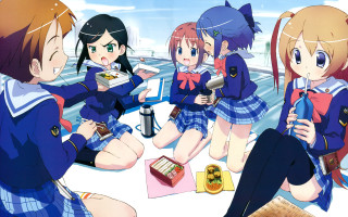 Girls sitting food drinks man - food free wallpaper