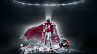 Football player red white cape - a football player free wallpaper