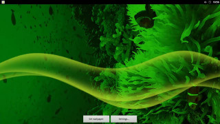 Computer green background yellow wave - global illumination free wallpaper