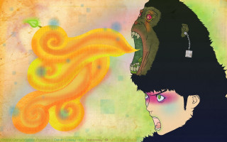Monkey man fireball monster head - llustration free wallpaper