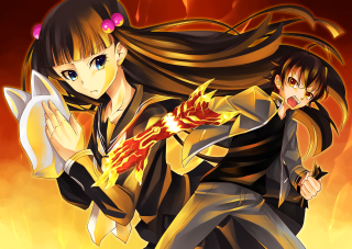 Anime characters fighting paper flames - flame free wallpaper