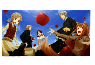 Anime characters blue sky flying - apple free wallpaper