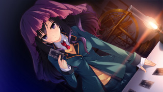 Woman blue coat wine glass - a wine glass free wallpaper