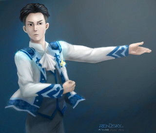 Man blue white outfit arms - his hand out free wallpaper