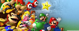 Mario bros characters gold coins - a video game free wallpaper for desktop