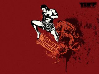 Man kickbox kick red background - phuoc quan free wallpaper