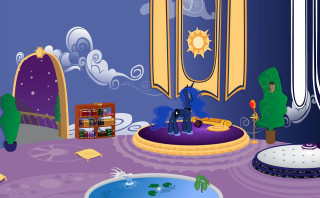 Cartoon living room cat dog - a mirror free wallpaper