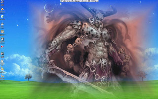 Computer screen painting man sword - a sword and a demon free wallpaper