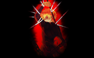 Anime character knife sword red - a red background behind free wallpaper