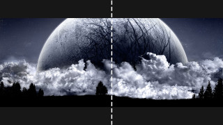 Double exposure planet trees night - double free wallpaper