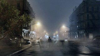 Foggy street night people walking - the road free wallpaper