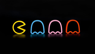 Three neon lights black background - free neon wallpaper