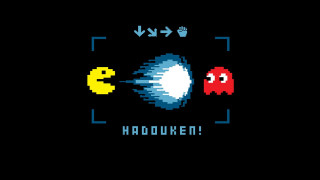 Pacman fighting gun hadoken pixel - pixel art free wallpaper