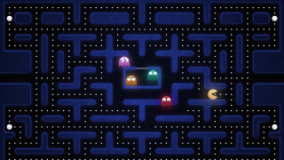 Pacman game moon screen middle - pixel art free wallpaper for desktop