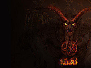 Demon horns pentagram hand face - demonish free wallpaper