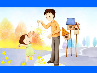 Man girl playing birdhouse pole - little free wallpaper