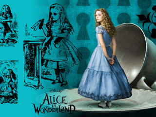 Woman blue dress mirror Alice - a mirror free wallpaper