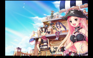 Anime characters pirate theme building - roof free wallpaper for desktop