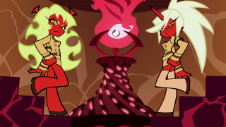 Cartoon red hair demon face - symmetry!! free wallpaper