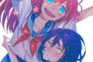 Anime girls blue eyes red 2 - their arm free wallpaper