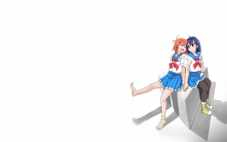 Anime characters sitting on rock - a rock together free wallpaper