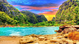 Beautiful beach mountain range water - arthur quartley free wallpaper
