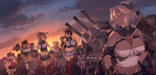 Anime characters sunset clouds sky - the background and a sky free wallpaper