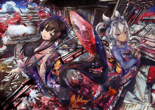 Anime characters futuristic blood red - over them free wallpaper for desktop