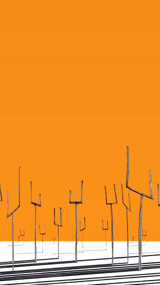 Metal poles orange white strip - the middle free wallpaper for mobile