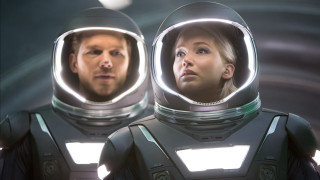 Man woman space suits looking - futurism free wallpaper